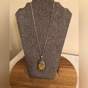 Bubble Bee Jasper Stone Sterling Pendent with Sterling Chain